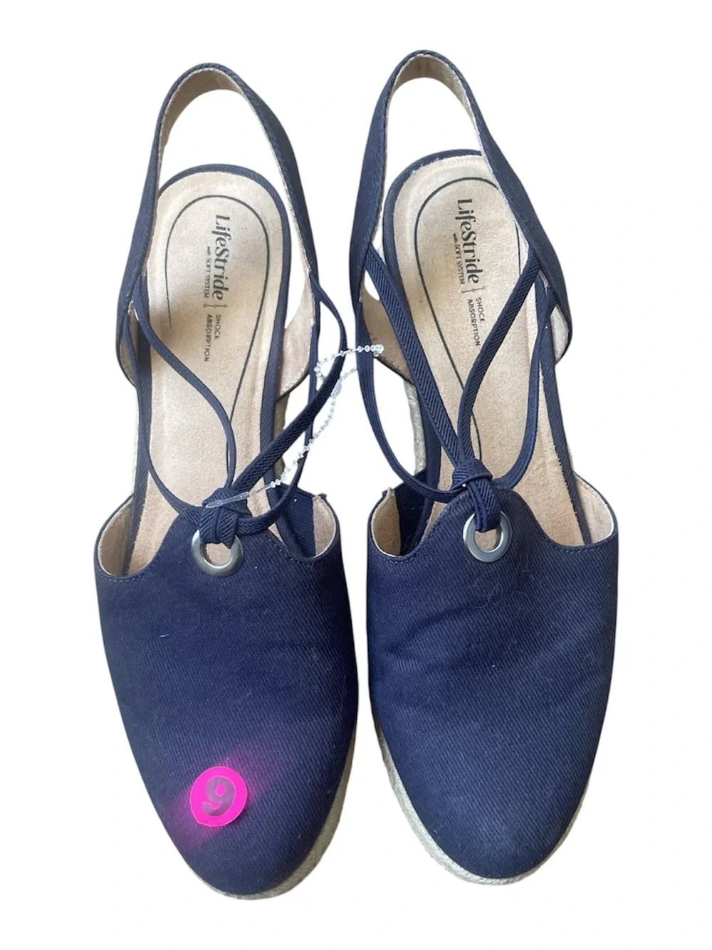 Life Stride Navy Canvas Slingback Espadrille Wedges